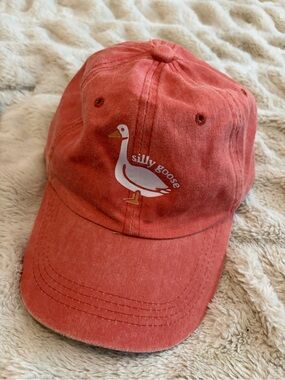 Coral Dad Hat with White Goose Graphic